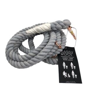 DOG LEASH ROPE CORD- Sassy Woof Light Grey Hands-Free Rope Leash, 7ft